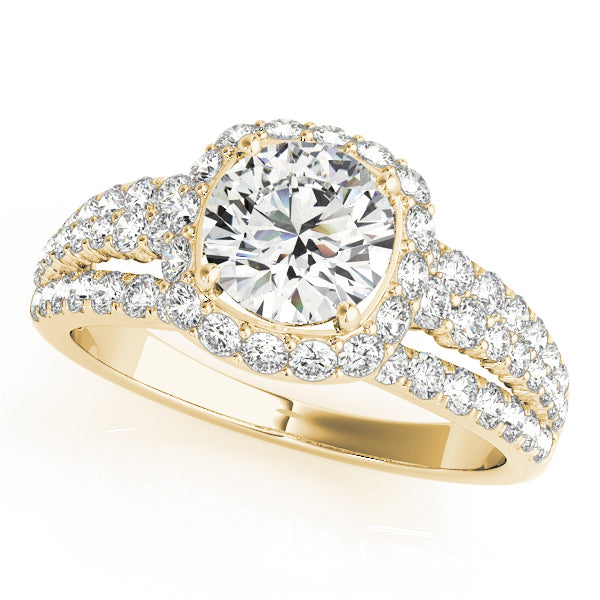 14K Yellow Gold Diamond Halo Engagement Ring 1.88ctw