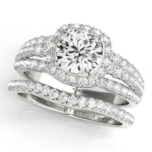 18K White Gold 1 ct Diamond Halo Engagement Ring