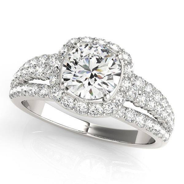 14K White Gold 1.88 ctw Diamond Halo Engagement Ring
