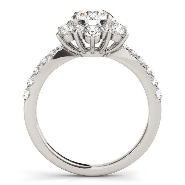 Platinum 1.87 ct Round Diamond Halo Engagement Ring