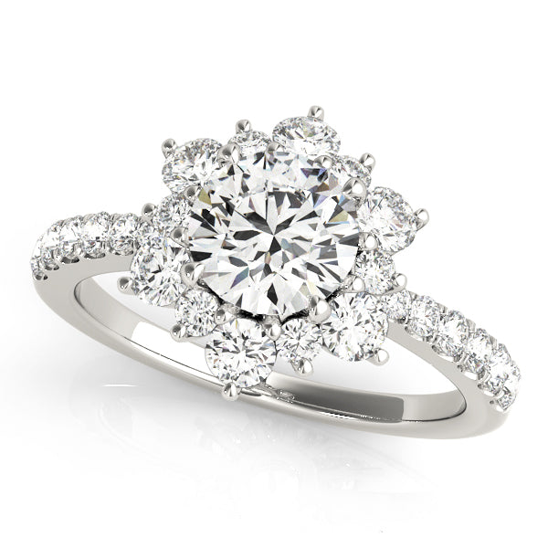 18K White Gold 1 ct Diamond Halo Engagement Ring