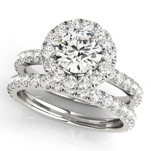 Platinum Round Diamond Halo Engagement Ring