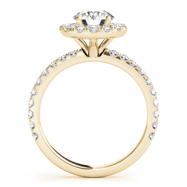 14K Yellow Gold Round Diamond Halo Engagement Ring