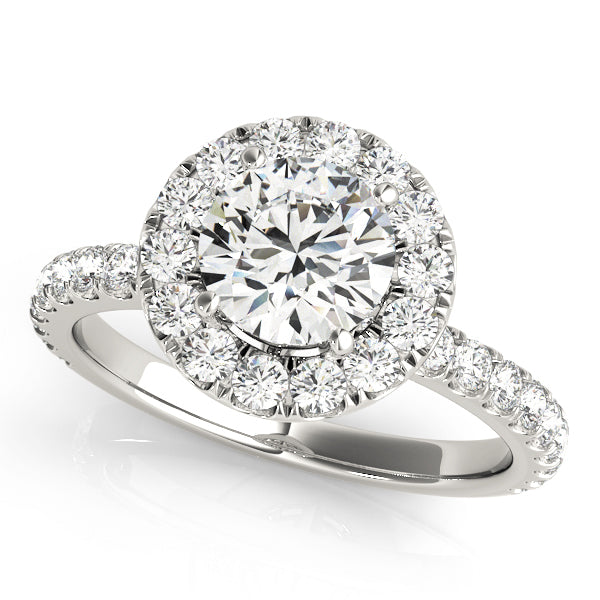 14K White Gold 1.5ctw Round Diamond Halo Ring
