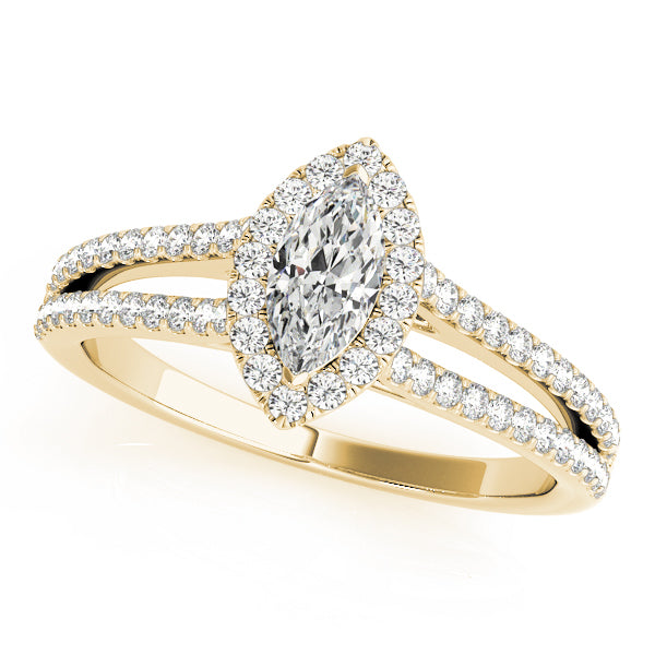 18K Yellow Gold Marquise Diamond Engagement Ring