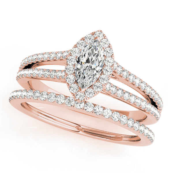 14K Rose Gold Marquise Diamond Engagement Ring