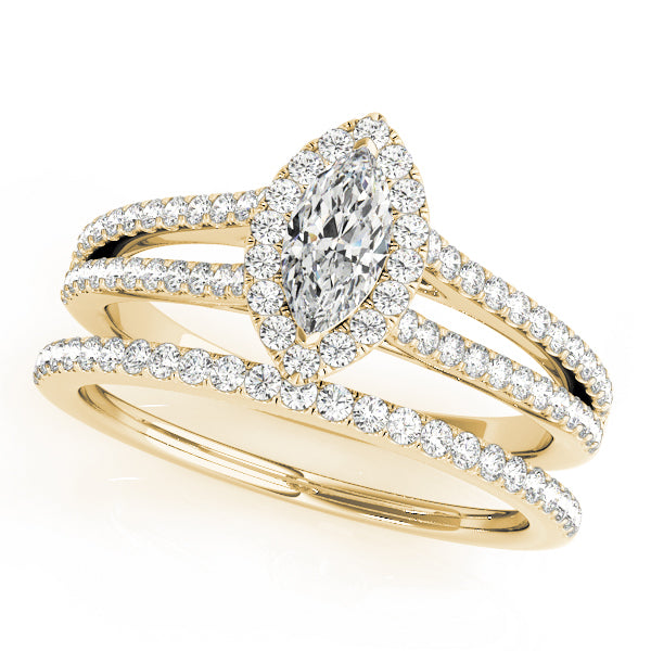 18K Yellow Gold Marquise Diamond Engagement Ring