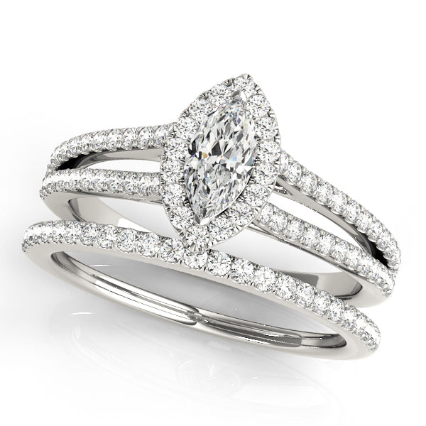 14K White Gold Marquise Diamond Engagement Ring