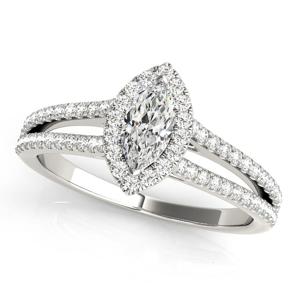 Platinum Marquise Diamond Halo Engagement Ring