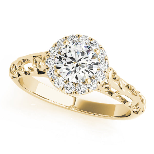 18K Yellow Gold Diamond Halo Engagement Ring