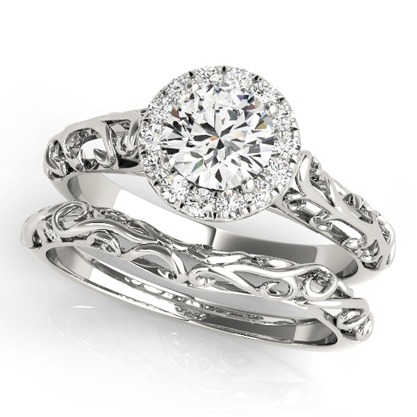 14K White Gold Round Diamond Engagement Ring