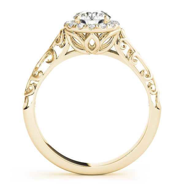 18K Yellow Gold Diamond Halo Engagement Ring