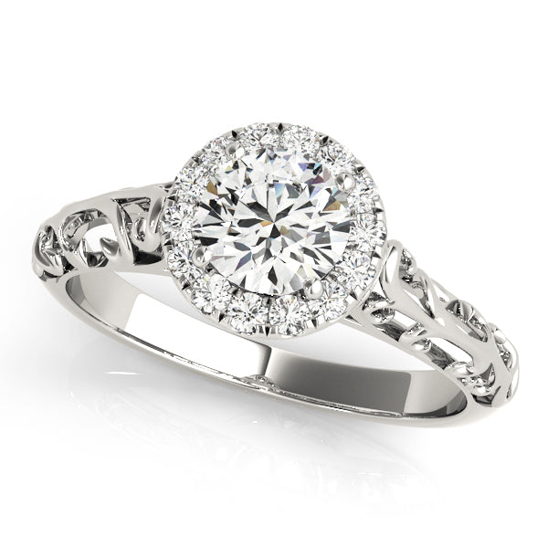 14K White Gold Round Diamond Engagement Ring
