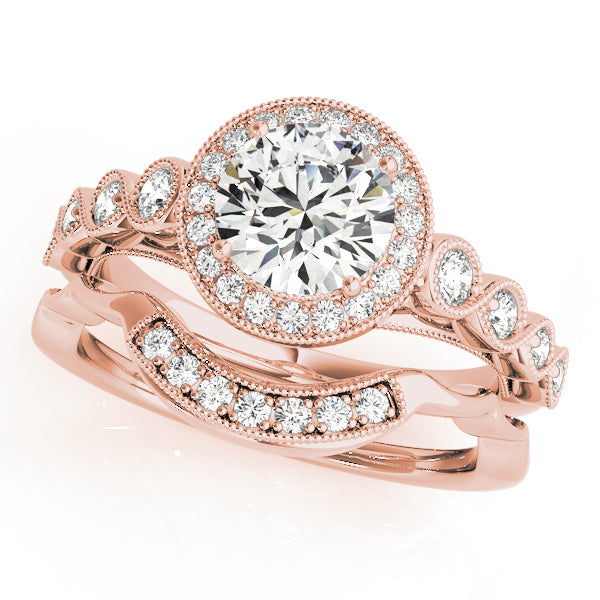 18K Rose Gold 1.33ctw Diamond Halo Engagement Ring