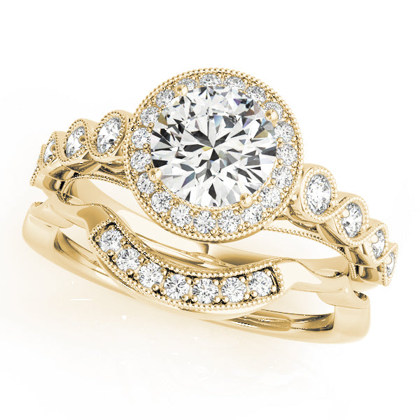 18K Yellow Gold 1.33ctw Diamond Halo Engagement Ring