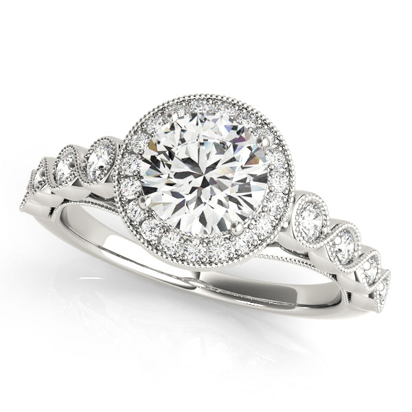 Platinum Round Diamond Halo Engagement Ring 1.33ctw