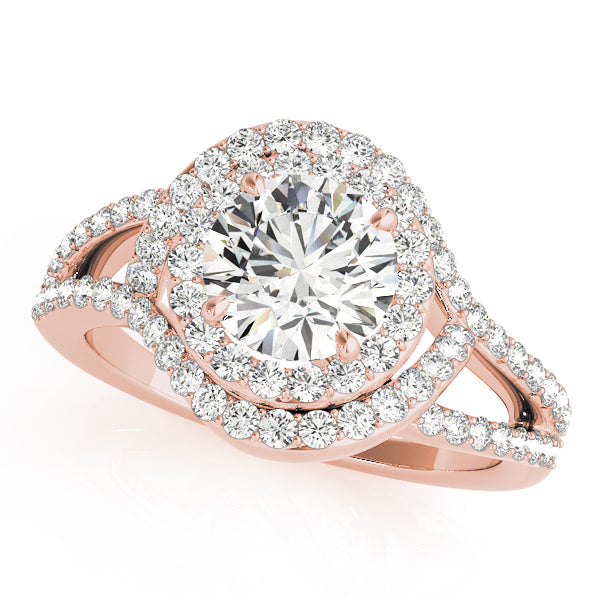 18K Rose Gold 1.75 ctw Diamond Halo Engagement Ring