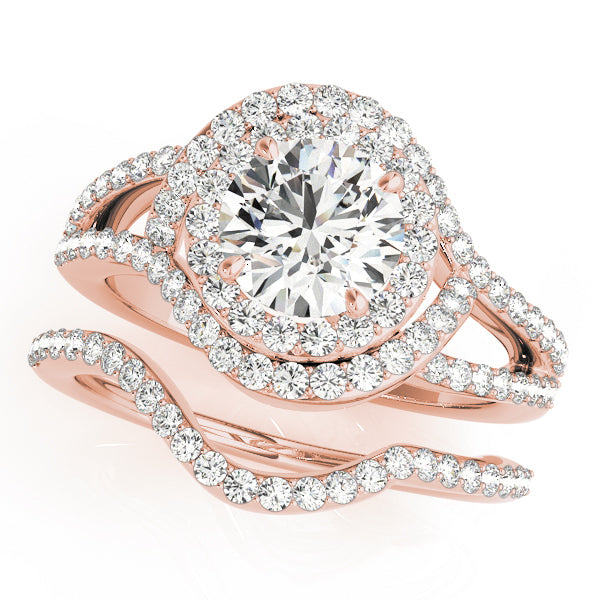 18K Rose Gold 1.75 ctw Diamond Halo Engagement Ring
