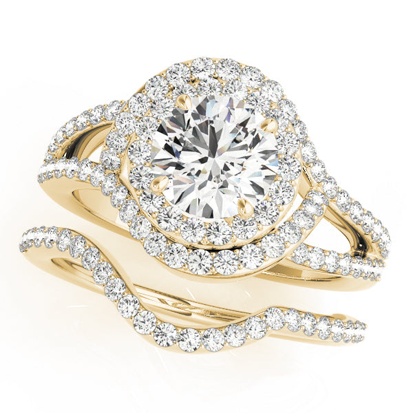 18K Yellow Gold 1 ct Diamond Halo Engagement Ring