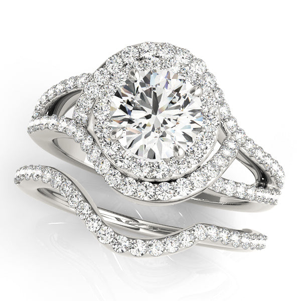 14K White Gold 1.75 ctw Diamond Halo Engagement Ring