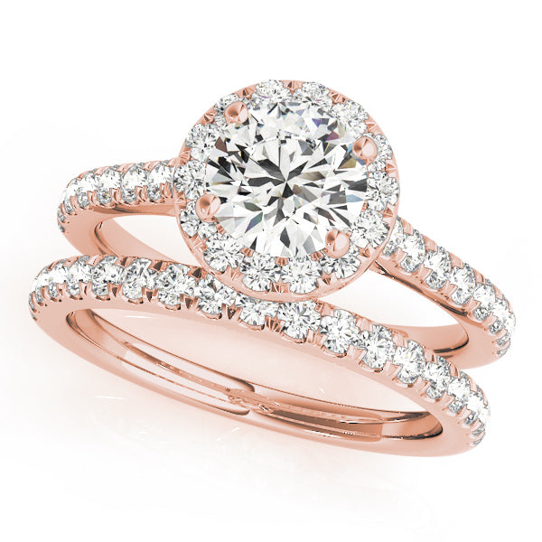 18K Rose Gold 1.33ctw Diamond Halo Engagement Ring