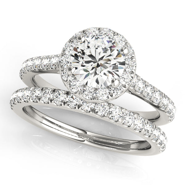 14K White Gold 1.33ctw Diamond Halo Engagement Ring