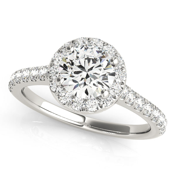 Platinum 1.33ctw Round Diamond Halo Engagement Ring