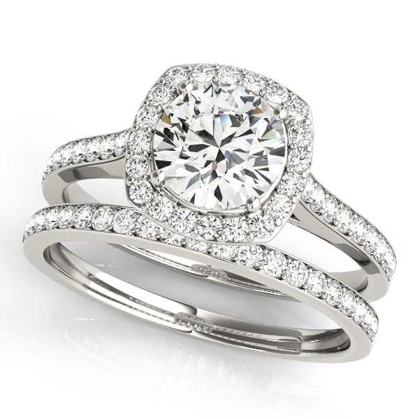 Platinum 1 CT Diamond Halo Engagement Ring