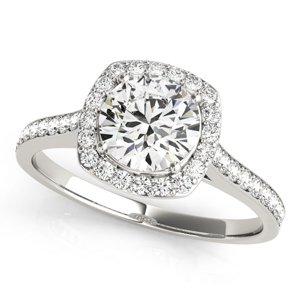 14K White Gold 1 CT Diamond Halo Engagement Ring
