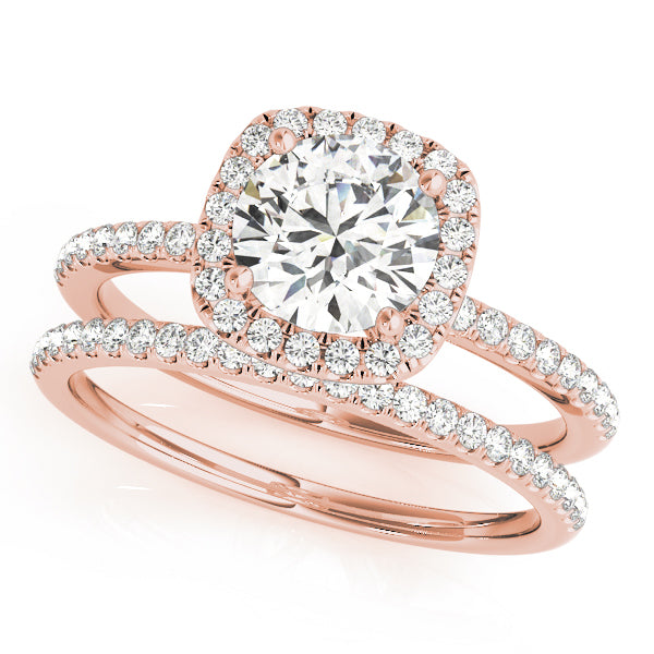 18K Rose Gold 1.20 ctw Diamond Halo Engagement Ring