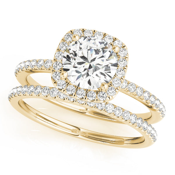 18K Yellow Gold 1.2 ctw Round Diamond Halo Ring
