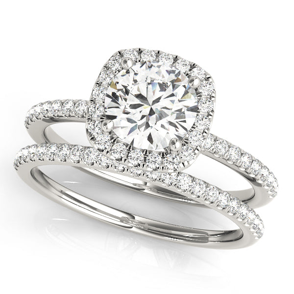 Platinum 1.20 ctw Round Diamond Halo Engagement Ring