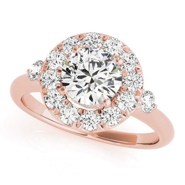 14K Rose Gold 1 ct Diamond Halo Engagement Ring