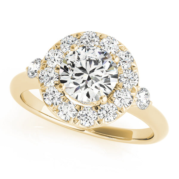 18K Yellow Gold 1 ct Diamond Halo Engagement Ring