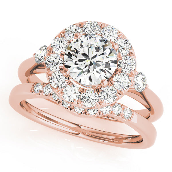 14K Rose Gold 1 ct Diamond Halo Engagement Ring