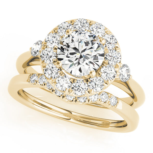 18K Yellow Gold 1 ct Diamond Halo Engagement Ring