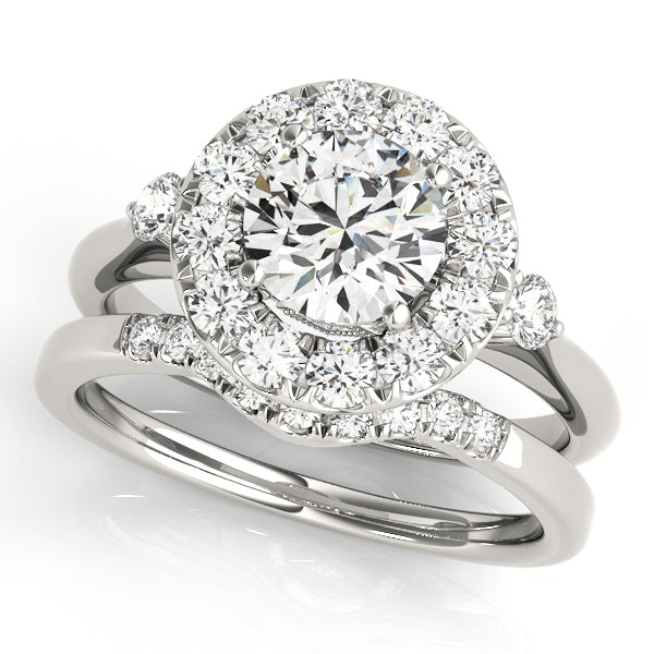 18K White Gold 1 ct Diamond Halo Engagement Ring
