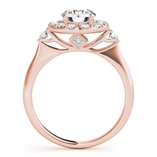 14K Rose Gold 1 ct Diamond Halo Engagement Ring