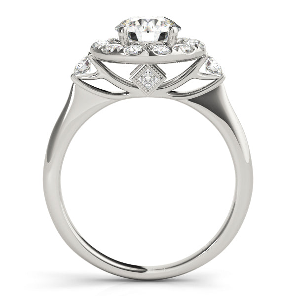 Platinum 1.38 ctw Round Diamond Halo Engagement Ring