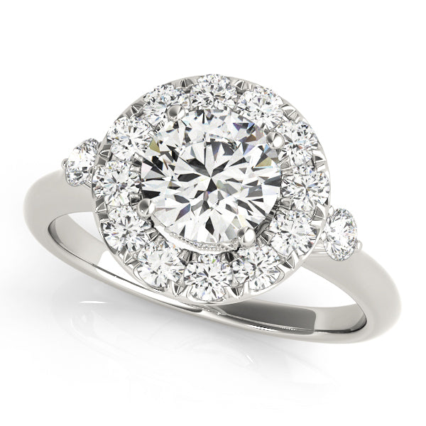 18K White Gold 1 ct Diamond Halo Engagement Ring