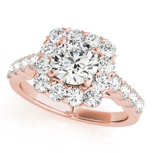 18K Rose Gold 2.25 ctw Diamond Halo Engagement Ring
