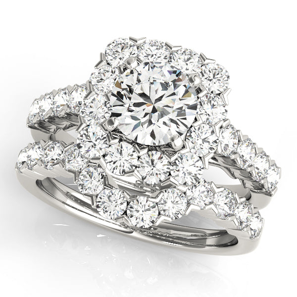 14K White Gold Round Diamond Engagement Ring Halo
