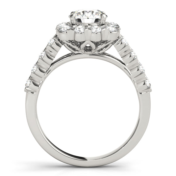 18K White Gold Round Diamond Halo Engagement Ring