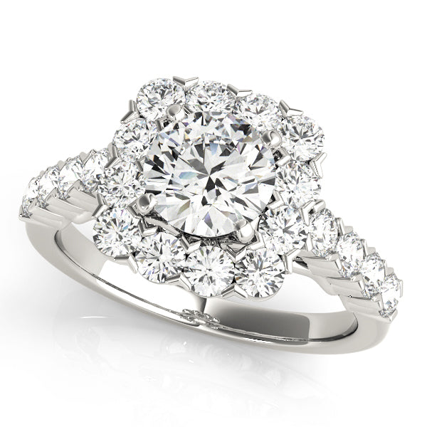 Platinum 2.25 ct Round Diamond Halo Engagement Ring