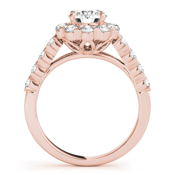 14K Rose Gold Diamond Halo Engagement Ring 2.17 ctw