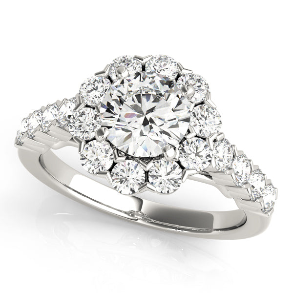 18K White Gold 2.17 ctw Round Diamond Halo Ring