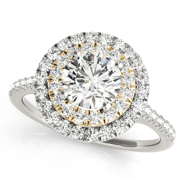 18K Yellow Gold 1 CT Diamond Halo Engagement Ring