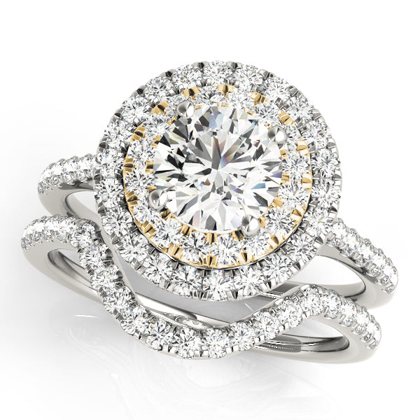 18K Yellow Gold 1 CT Diamond Halo Engagement Ring