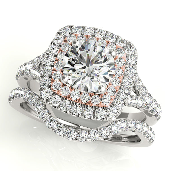 18K Rose Gold 1.5ctw Round Diamond Halo Engagement Ring
