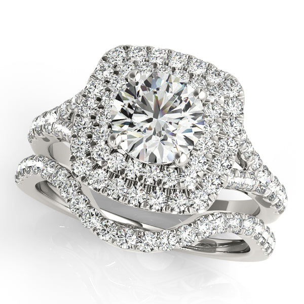 14K White Gold 1.5ctw Round Diamond Halo Ring
